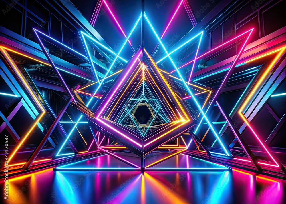 Neon Geometric Silhouette Abstract Backgrounds