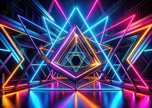 Obraz na płótnie Neon Geometric Silhouette Abstract Backgrounds w salonie