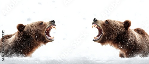 Roaring bears in snowy wilderness