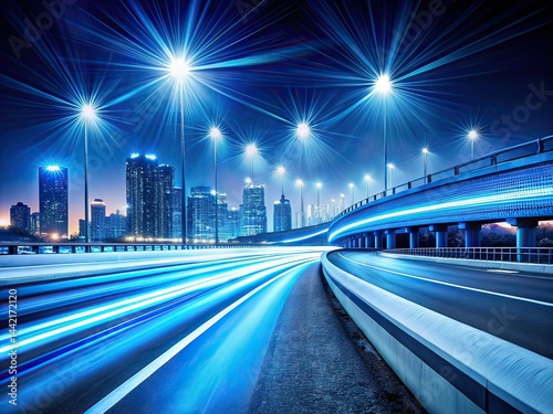 Obraz na płótnie Night Drive: Dynamic Light Streaks, Speed, Modern Highway w salonie
