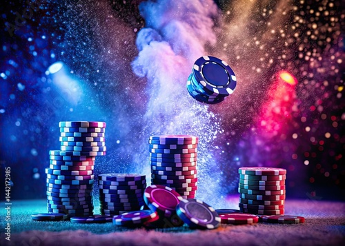 Obraz na płótnie Night Poker Night Chalk Dust, Poker Chips, Chirawa w salonie