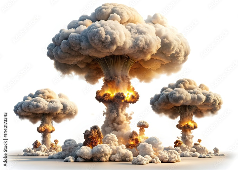 Nuclear Explosion Mushroom Cloud Tilt-Shift AI Photo