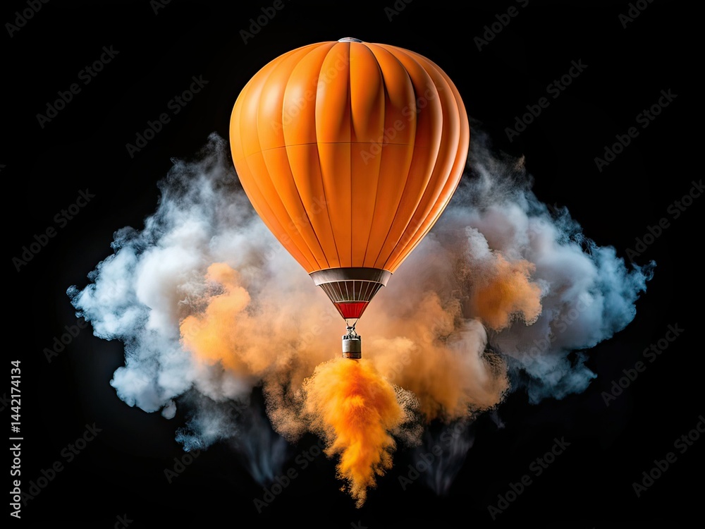 Orange Balloon Smoke Dust Drone Photography AI Art