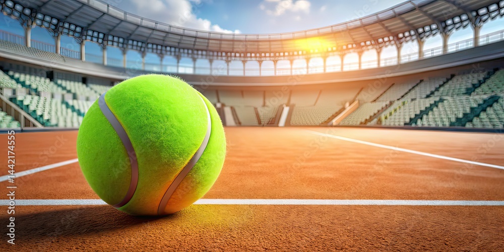 Orange Tennis Ball on Court - Architectural Photography AI Art