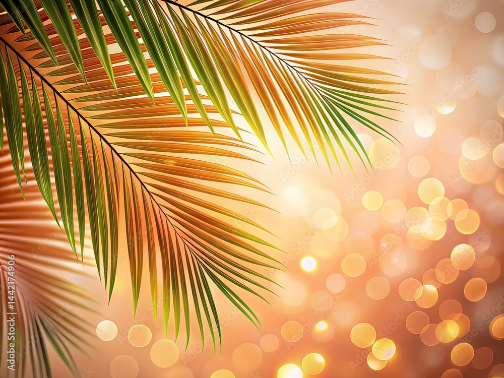 Palm Shadow Blush Landscape AI Art, Tropical Elegance