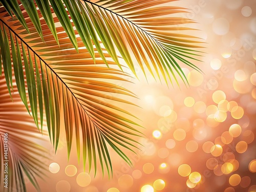 Obraz na płótnie Palm Shadow Blush Landscape AI Art, Tropical Elegance w salonie