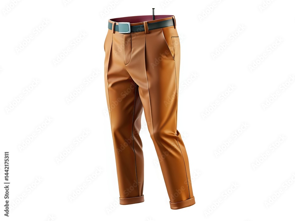 Panoramic Maple Brown Pant Mockup, Artwork Placement AI Photo