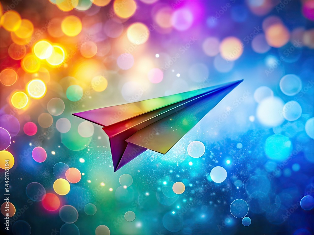 Paper Airplane Bokeh PNG, Isolated, White Background, AI Photo