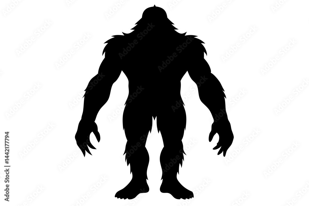 Bigfoot silhouette vector illustration mystery creature design on white background, bigfoot, silhouette, sasquatch, cryptid, creature, mystery, legend, mythical, folklore, forest, ape, humanoid Bigfoot silhouette vector illustration mystery creature design on white background, bigfoot, silhouette, sasquatch, cryptid, creature, mystery, legend, mythical, folklore, forest, ape, humanoid