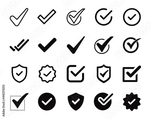 Sleek Check Mark Icons – Perfect for Submission, Approval, and Confirmation Designs
