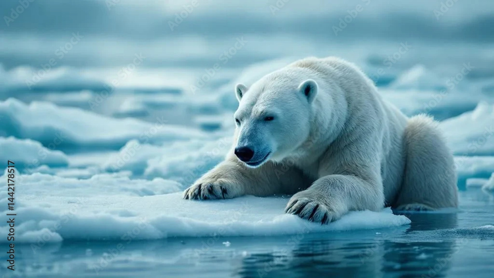 Fototapeta premium White polar bear in its natural environment