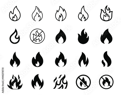 Minimalistic vector fire icon design, perfect for web and app interfaces, showcasing modern and clean graphics for dynamic visual communication