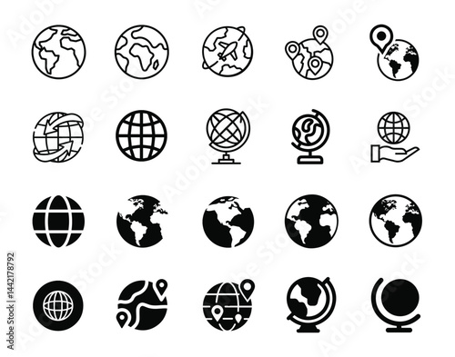 Modern and sleek vector globe icon, perfect for representing global connectivity and digital world solutions