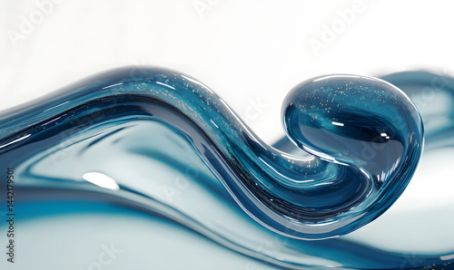 Beautiful and tech-filled liquids, water droplets, blue, abstract, biological, medical, scientific, technological, business, advertising, wallpaper, background, base map, molecules, microscopic, space