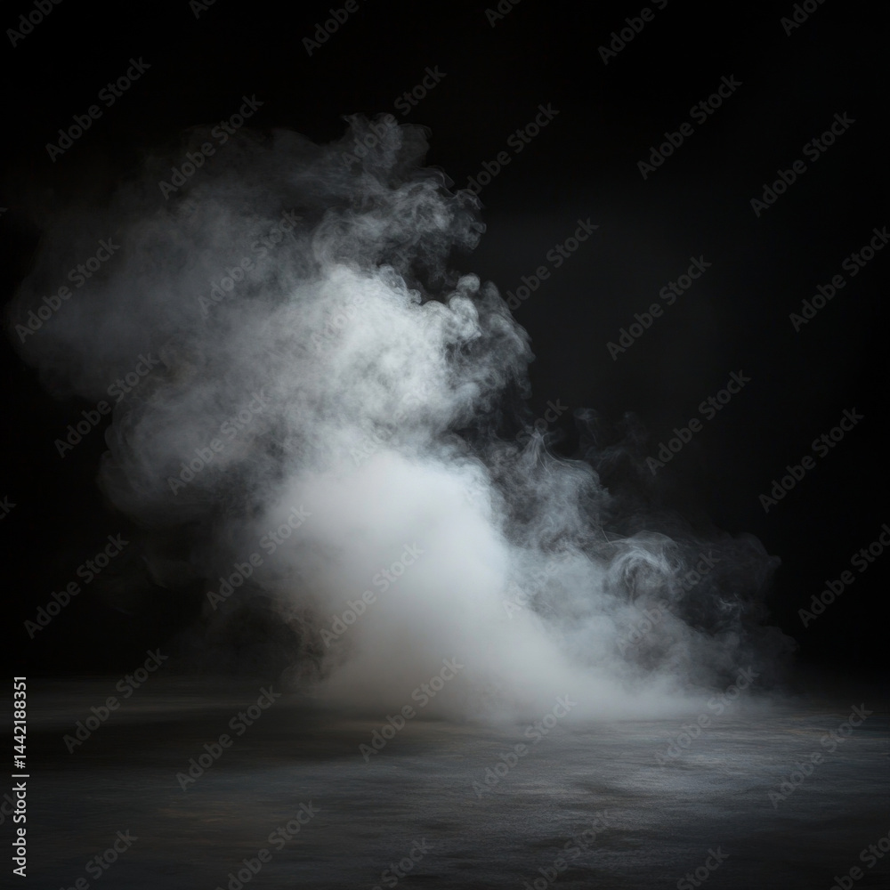 Fototapeta premium White smoke billows across dark floor