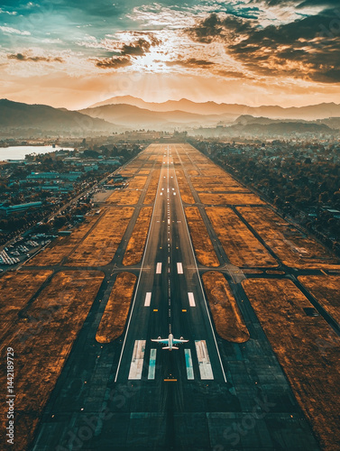Sunset Runway Takeoff