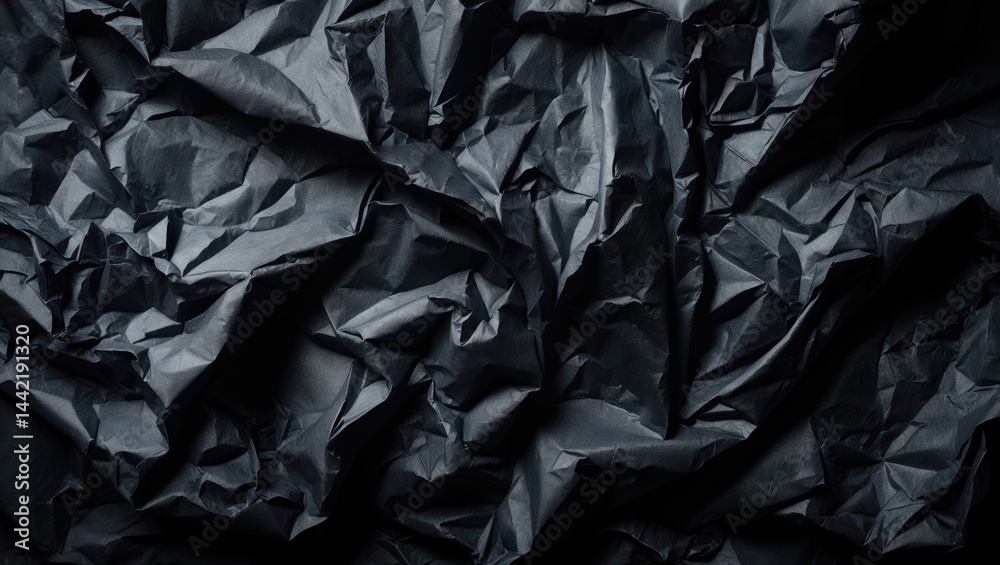 Black paper with a crumpled texture background. Black paper with a crumpled texture background.
