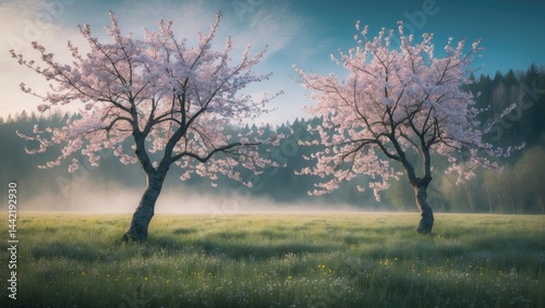 Wallpaper Mural Cherry blossom trees in a field setting Torontodigital.ca