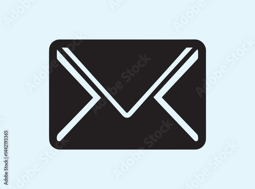 Silhouette of Closed Envelope in Black