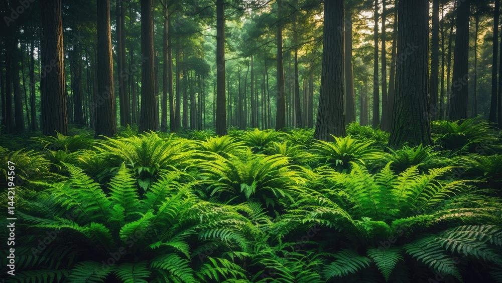 Fototapeta premium Tropical leaves and exotic forest plants in botany.