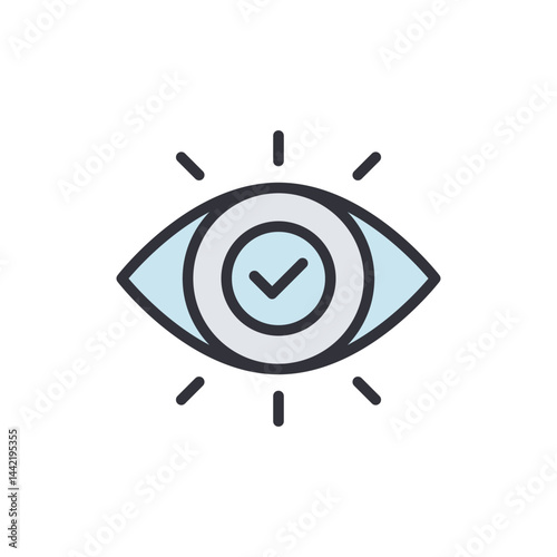 Eye checkup colored icons, minimalist vector illustration ,simple transparent graphic element .Isolated on white background
