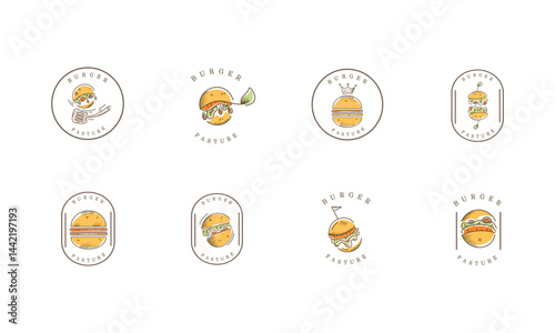 Burger Food Label Logo Badge Set