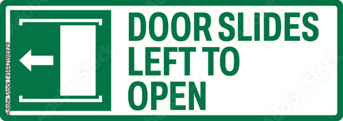 emergency and first aid safety signs v2 uppercase text_door slides left to open_landscape size 1/2 a4,a3,a2,a1	 