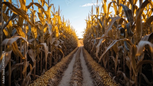 Cornfield maze in yellow corn