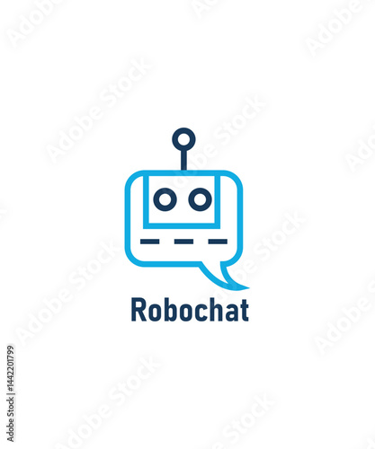 Robot logo design, robot logo with chat icon