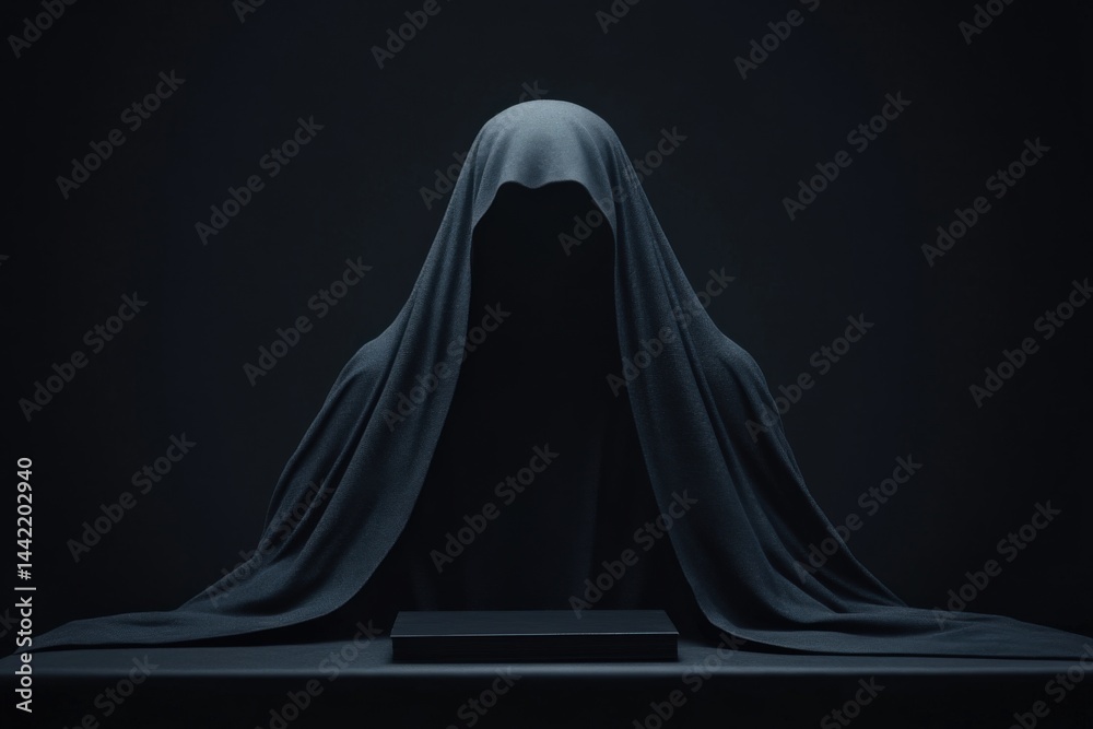 Mysterious figure under a dark cloth Mysterious figure under a dark cloth