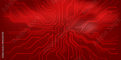 Futuristic blue circuit board background with digital lines and electronic pathways, ideal for technology and innovation themes.
