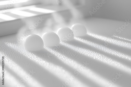 Four spheres, sunlit surface