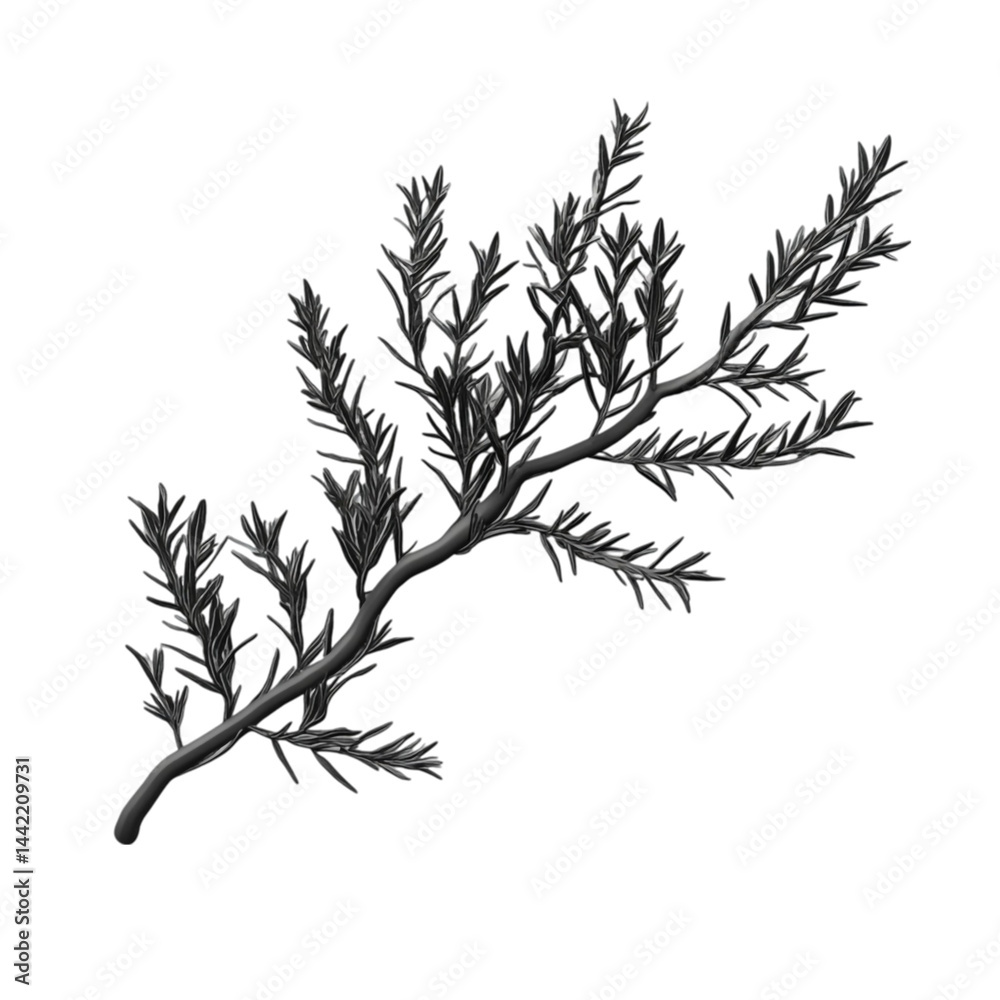 Obraz premium Black branch with leaves against geometric background abstract art