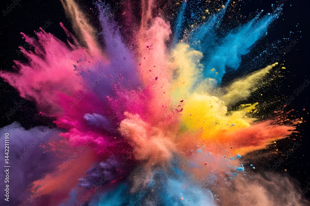 Explosion of Colorful Holi Powder