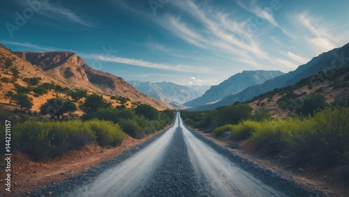Rural mountain road landscape