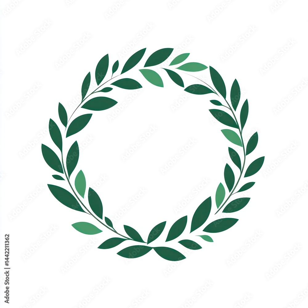 Decorative Green Laurel Wreath, blank center, graphic design, versatile use, stock photo Decorative Green Laurel Wreath, blank center, graphic design, versatile use, stock photo