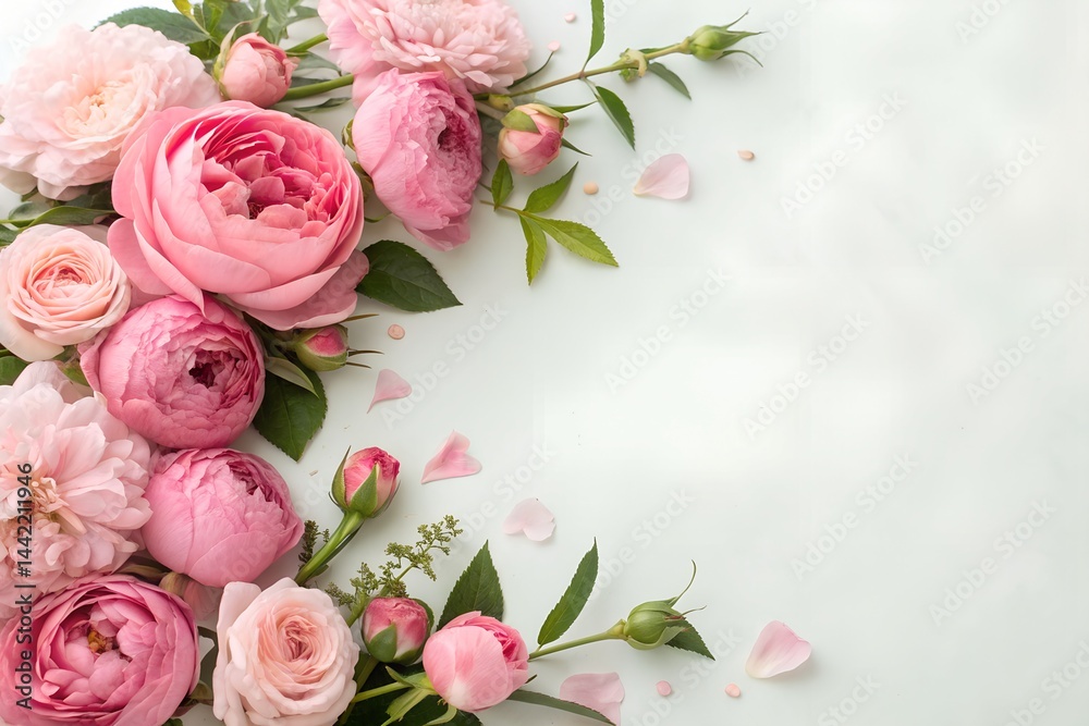 Romantic Pink Flower Decoration on Light Background