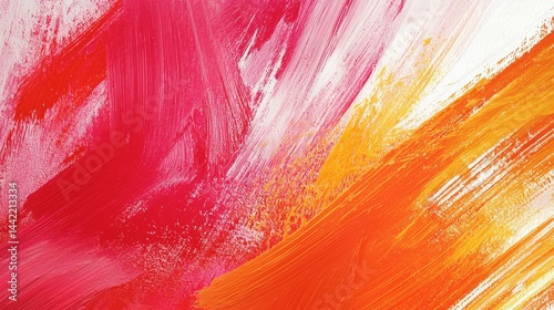 Obraz na płótnie Vibrant Abstract Painting with Bold Colors Red, Orange, and Pink w salonie