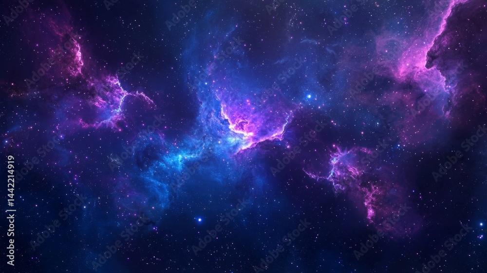 Colorful Cosmic Nebula with Stars in the Vast Universe