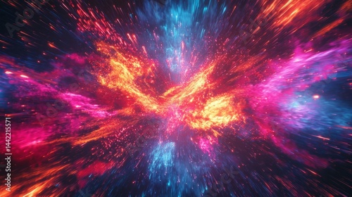 Obraz na płótnie Colorful Cosmic Explosion with Bright Stars and Energetic Waves w salonie