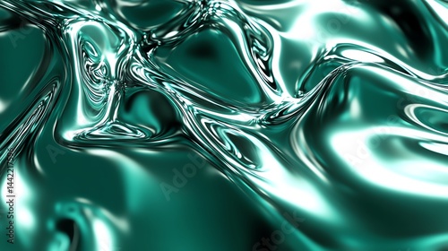 Shiny teal abstract texture with smooth flowing patterns.