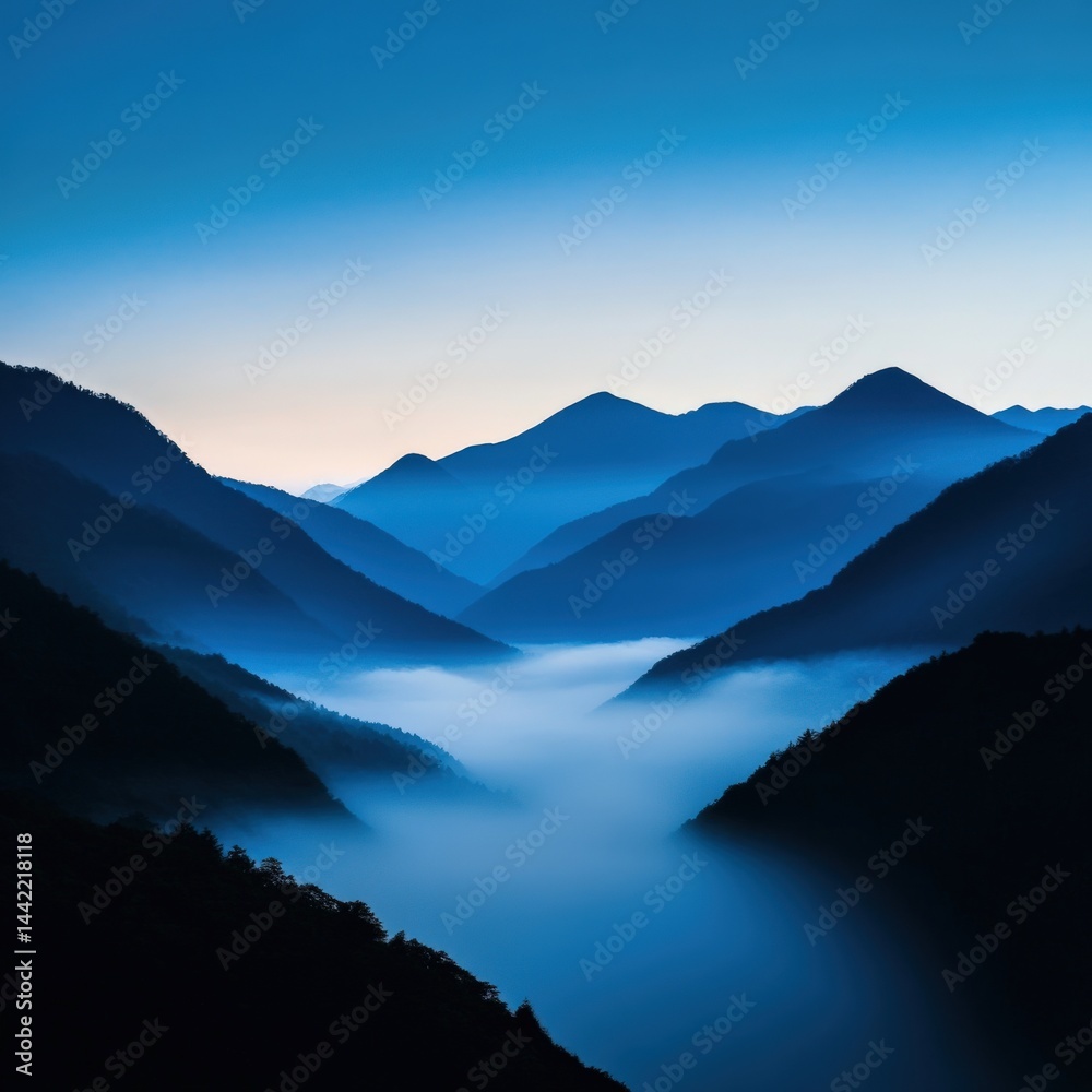 Obraz premium Mountain valley with fog