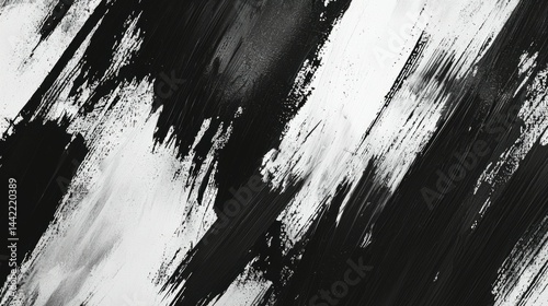 Abstract Black and White Paint Streaks with Texture and Contrast