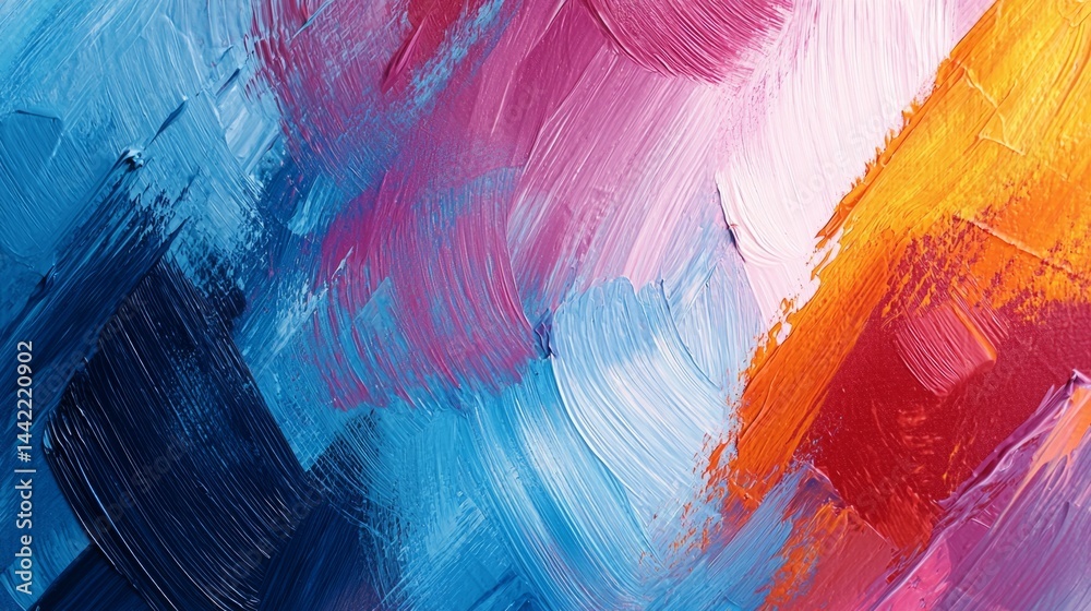 Vibrant Abstract Waves of Colorful Brush Strokes and Textures
