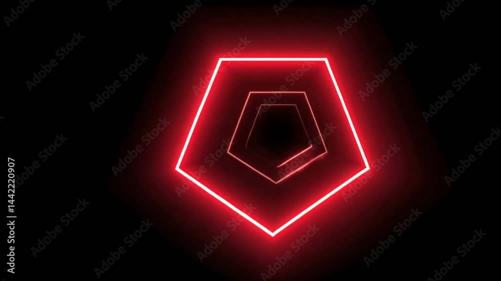 Red Neon Hexagon Tunnel: Abstract Digital Art Red Neon Hexagon Tunnel: Abstract Digital Art