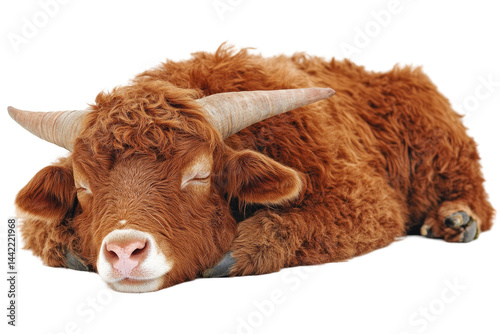 A resting brown ox