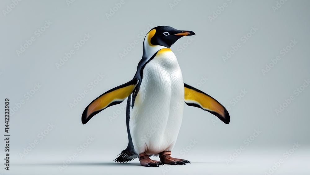 Fototapeta premium Emperor penguins isolated against a neutral background