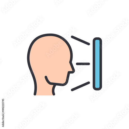 Face recognition colored icons, minimalist vector illustration ,simple transparent graphic element .Isolated on white background