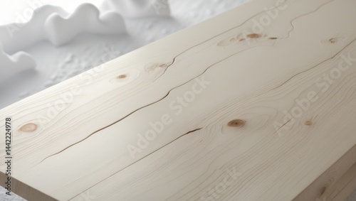 Bare wooden table set on a white background