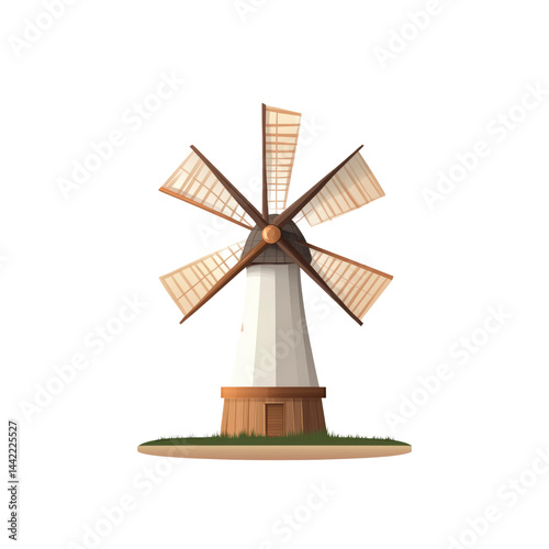 Charming Cartoon Windmill Illustration - Rustic Countryside Icon